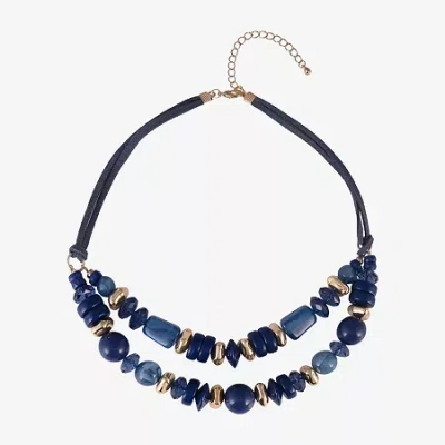 Mixit Gold Tone Womens 18 Inch Beaded Necklace In Blue