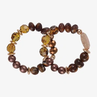 Mixit Gold Tone Womens 2-pc. Bracelet Set In Brown