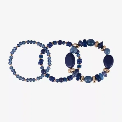 Mixit Gold Tone Womens 3-pc. Bracelet Set In Blue