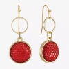 Mixit Gold Tone Womens Drop Earrings In Red