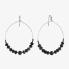 Mixit Grey Toned Jet Black Beaded Womens Black 75mm Hoop Earrings In Metallic