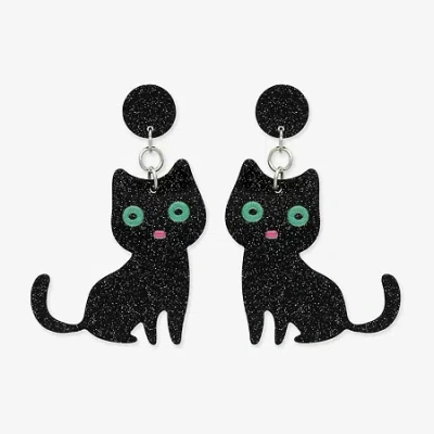 Mixit Halloween Black Cat Womens Drop Earrings