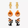 Mixit Halloween Candy Pumpkin & Cat Womens 3 Pair Earring Set In Multi