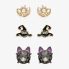 Mixit Halloween Hat & Cat Eye Womens Green Glass 3 Pair Earring Set In Multi