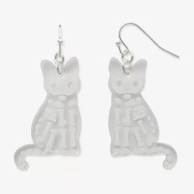 Mixit Halloween Skeleton Cat Womens Drop Earrings In Metallic
