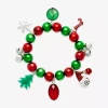 Mixit Holiday Charm Womens Multi Color Glass Stretch Bracelet In Green