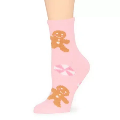 Mixit Holiday Cozy Womens 1 Pair Crew Socks In Pink