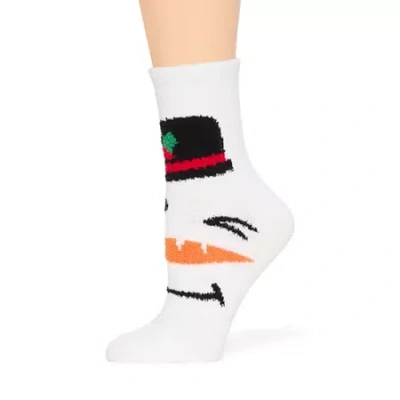 Mixit Holiday Cozy Womens 1 Pair Crew Socks In White