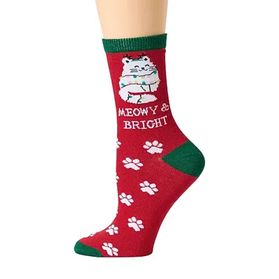Mixit Holiday Socks Womens 1 Pair Crew Socks In Red