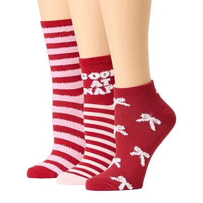 Mixit Holiday Socks Womens 3 Pair Quarter Ankle Socks In Multi