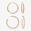 Mixit Hypoallergenic Gold Tone Hoop Womens Hypoallergenic 2 Pair Earring Set In Gold