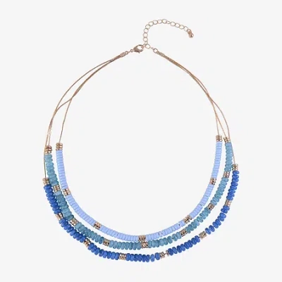 Mixit Layered Womens 17 Inch Beaded Necklace In Blue