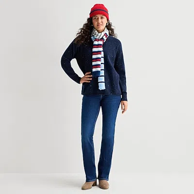 Mixit Leopard Jaquard Oblong Scarf In Blue