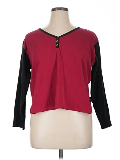 Pre-owned Mixit Long Sleeve Henley Shirt In Red
