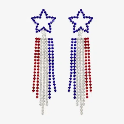 Mixit Patriotic Fringe Womens Star Drop Earrings In Multi