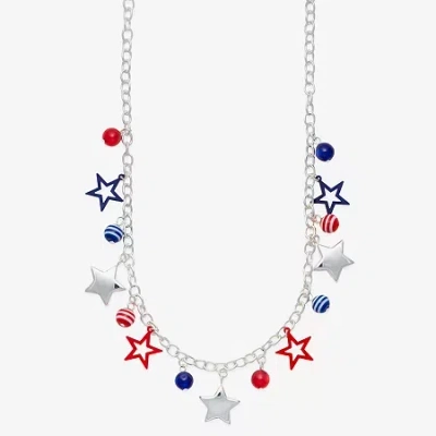 Mixit Patriotic Usa Charm Womens Multi Color 19 Inch Collar Necklace