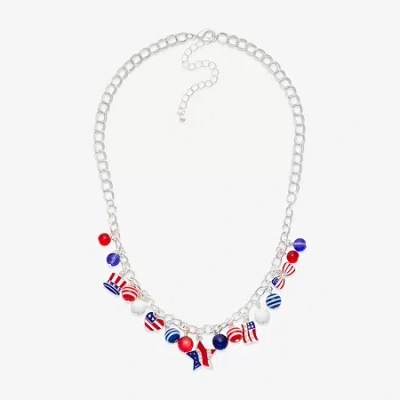 Mixit Patriotic Usa Charm Womens Multi Color 19 Inch Collar Necklace