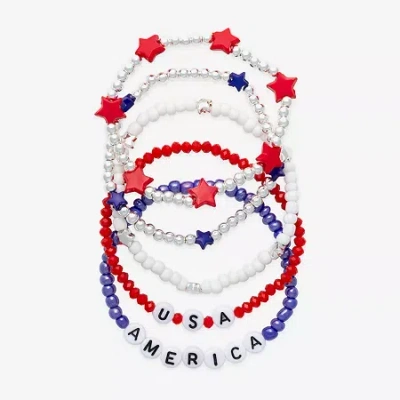 Mixit Patriotic Usa Flag America Womens Bracelet Set In Multi