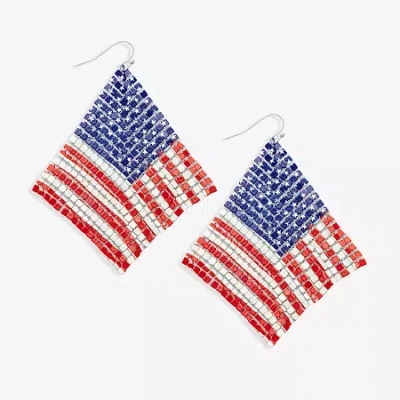 Mixit Patriotic Usa Flag Mesh Womens Drop Earrings In Multi