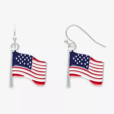 Mixit Patriotic Usa Flag Womens Drop Earrings In Multi