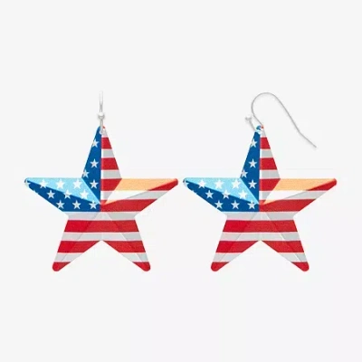 Mixit Patriotic Usa Flag Womens Star Drop Earrings In Multi