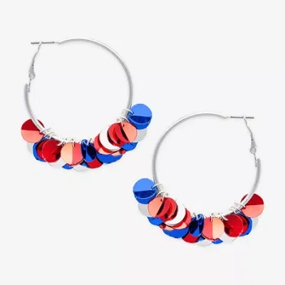 Mixit Patriotic Womens 44.5mm Hoop Earrings In Multi
