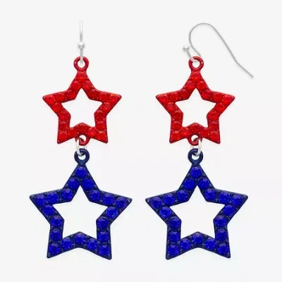 Mixit Patriotic Womens Glass Star Drop Earrings In Multi