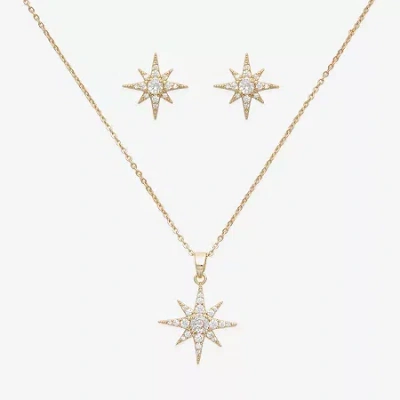 Mixit Pendant Necklace & Stud Earring Womens Cubic Zirconia Star 2-pc. Jewelry Set In Gold