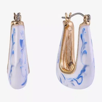 Mixit Printed Womens 27mm Hoop Earrings In Gold