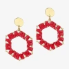 Mixit Raffia Womens Drop Earrings In Red