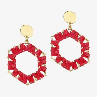 Mixit Raffia Womens Drop Earrings In Red