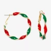 Mixit Red & Green Twisted Womens 38.1mm Hoop Earrings In Multi