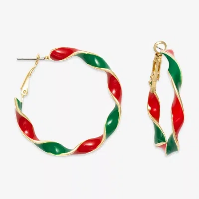 Mixit Red & Green Twisted Womens 38.1mm Hoop Earrings In Multi