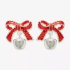 Mixit Silver Tone Bow & Bell 21.6mm Stud Earrings In Red
