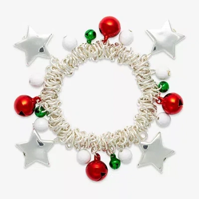 Mixit Silver Tone Holiday Charm Womens Stretch Bracelet In Multi