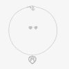 Mixit Silver Tone Initial Pendant Necklace & Stud Earring Womens White Heart 2-pc. Jewelry Set In Silver