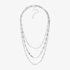 Mixit Silver Tone Multi Strand Womens 16 Inch Fashion Chain Necklace In Silver