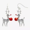 Mixit Silver Tone Reindeer Womens Drop Earrings In Silver