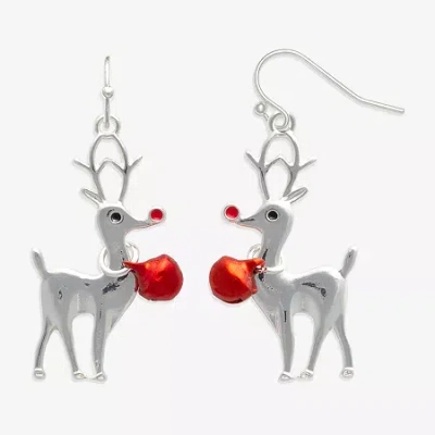 Mixit Silver Tone Reindeer Womens Drop Earrings