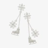 Mixit Silver Tone Snowflake & Ice Skate Womens Multi Color Cubic Zirconia Drop Earrings In White