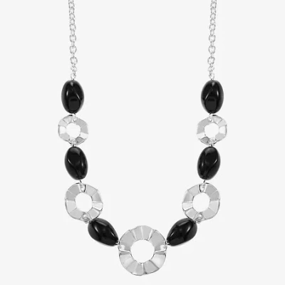 Mixit Silver Tone Womens 17 Inch Collar Necklace In Black