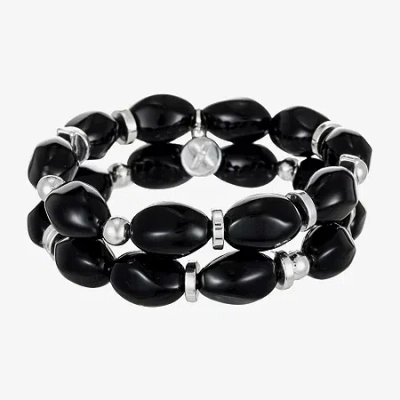 Mixit Silver Tone Womens 2-pc. Bracelet Set In Black