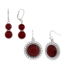 Mixit Silver Tone Womens Red 2 Pair Earring Set In Red