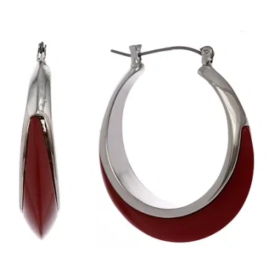 Mixit Silver Tone Womens Red 63.5mm Hoop Earrings