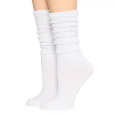 Mixit Slouch Womens 2 Pair Crew Socks In White