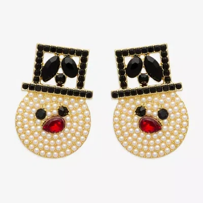 Mixit Snowman Multi Color Glass 31.5mm Stud Earrings