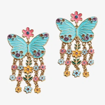 Mixit Spring Tassel Womens Butterfly Flower Drop Earrings In Blue