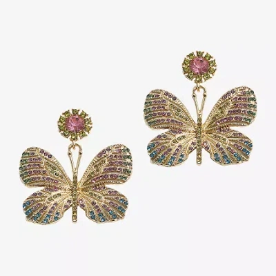 Mixit Spring Womens Butterfly Drop Earrings In Gold