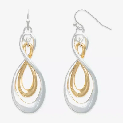 Mixit Two Tone Orbital Womens Infinity Drop Earrings In Gold