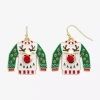 Mixit Ugly Christmas Sweater Womens Stainless Steel Drop Earrings In Multi